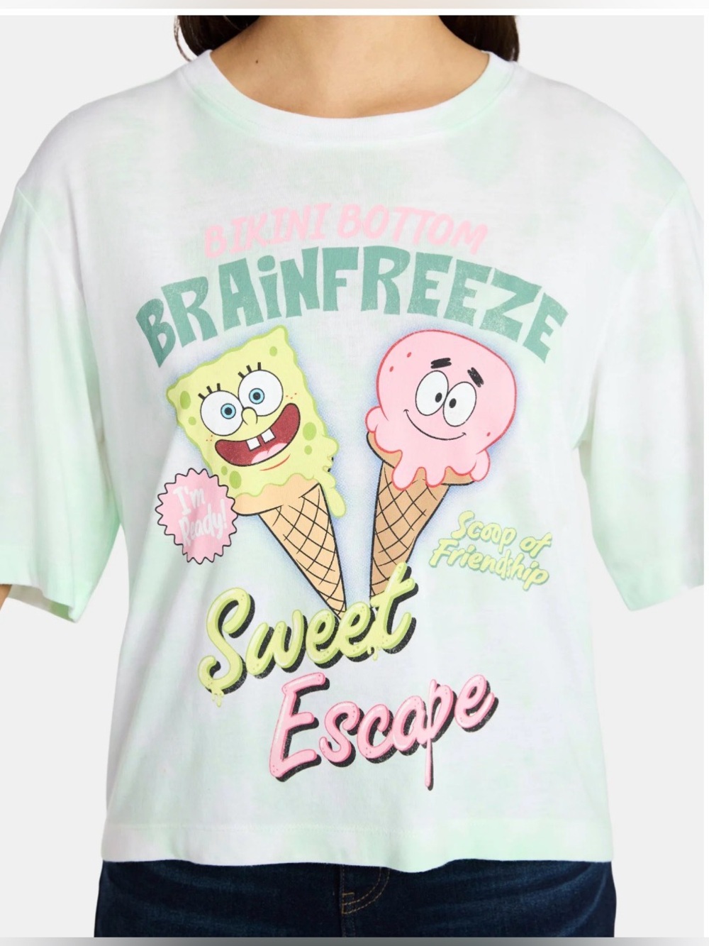 (324)SpongeBob SquarePants Women's Ice Cream Skimmer Tee